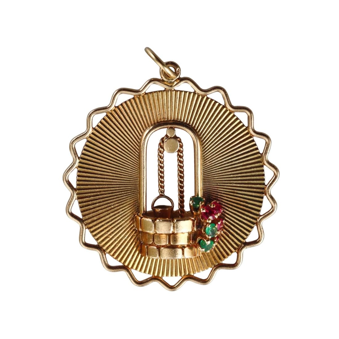 Tiffany & Co France Vintage 18k Gold Emerald Ruby Water Well Pendant (1 of 4)