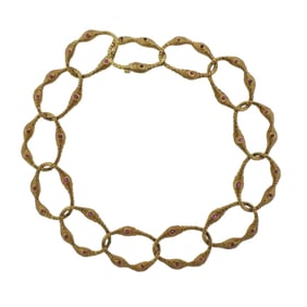1980s Angela Cummings Ruby Gold Link Necklace