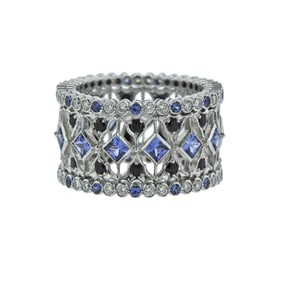Buccellati Prestigio 18k Gold Diamond Sapphire Band Ring