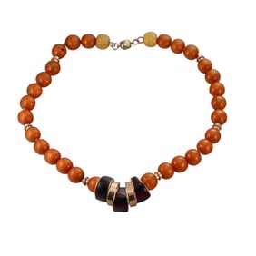 14k Gold Amber Bead Necklace