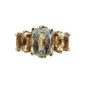 Temple St. Clair 18k Gold Topaz Citrine Three Stone Ring