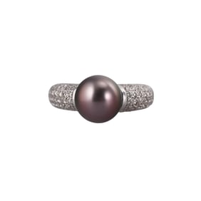 18k Gold Tahitian Pearl Diamond Ring