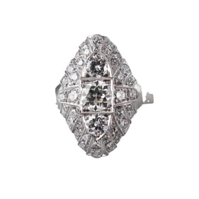 Art Deco Platinum 2ctw Old European Diamond Ring