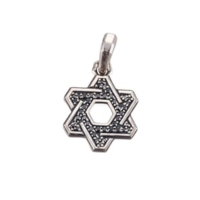 David Yurman Sterling Silver Black Diamond Star of David Pendant