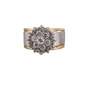 14k Gold Diamond Cluster Ring