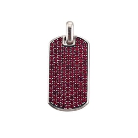 David Yurman Chevron Sterling Silver Ruby Tag Pendant