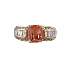 18k Gold 3.52ct Imperial Topaz Diamond Ring