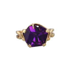 Bernd Munsteiner Modernist 1970s 18k Gold Fantasy Cut Amethyst Ring