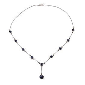 Platinum Gold Diamond Sapphire Pendant Necklace