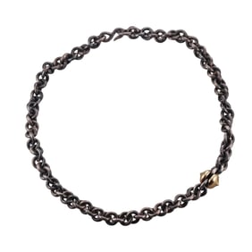 1980s 18k Gold Sterling Silver Chain Necklace