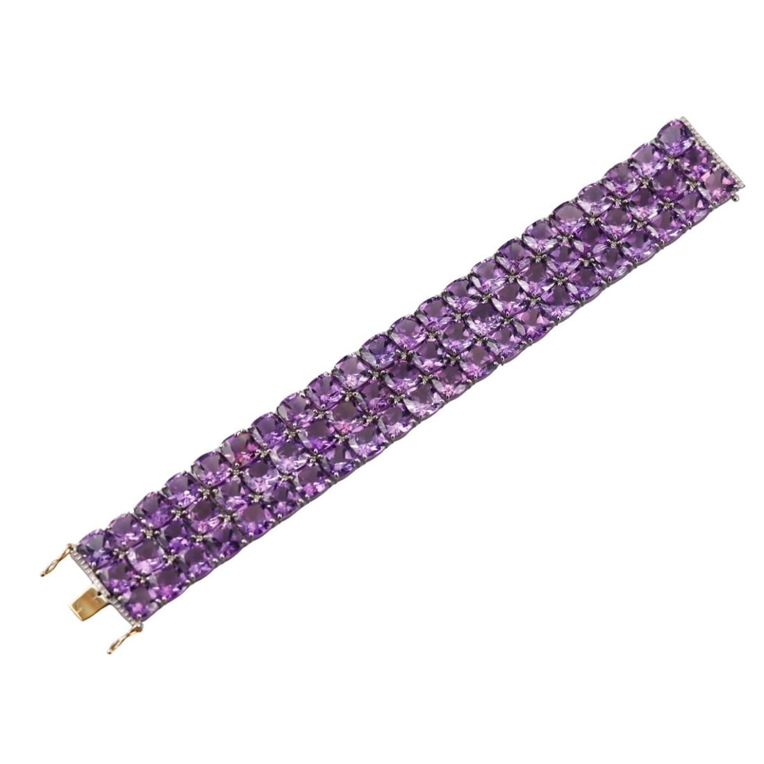 Sterling Silver 14k Gold Amethyst Diamond Bracelet (1 of 6)