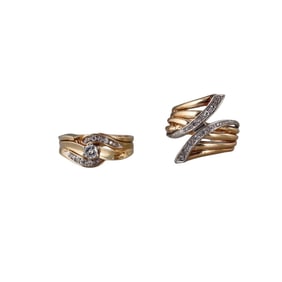 14k Gold Diamond Vintage Ring Lot of 2