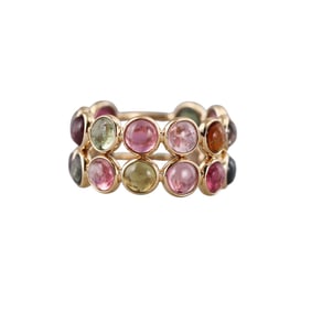 18k Gold Multi Color Tourmaline Band Ring
