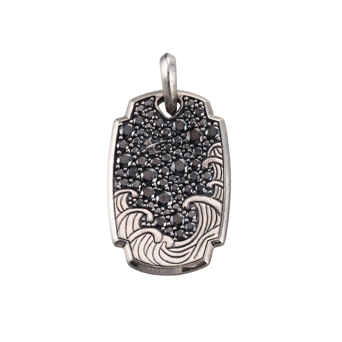 David Yurman Sterling Silver Black Diamond Waves Pendant (1 of 2)