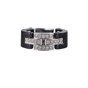 Cartier Maillon Panthere Black Ceramic 18k Gold Diamond Ring