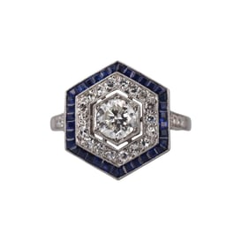 Platinum Diamond Sapphire Ring