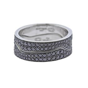 Georg Jensen Fusion Gold Black Diamond Puzzle Ring Set #1370 A