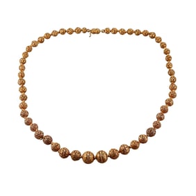 Art Deco Filigree 18k Gold Bead Necklace