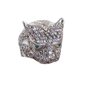 John Hardy Naga 18k Gold Moonstone Paraiba Tourmaline Diamond Panther Ring