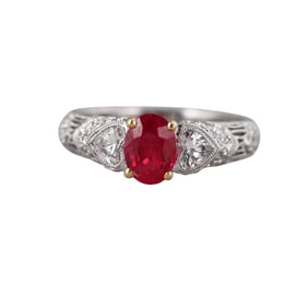 1.03ct Ruby Diamond Platinum Gold Ring