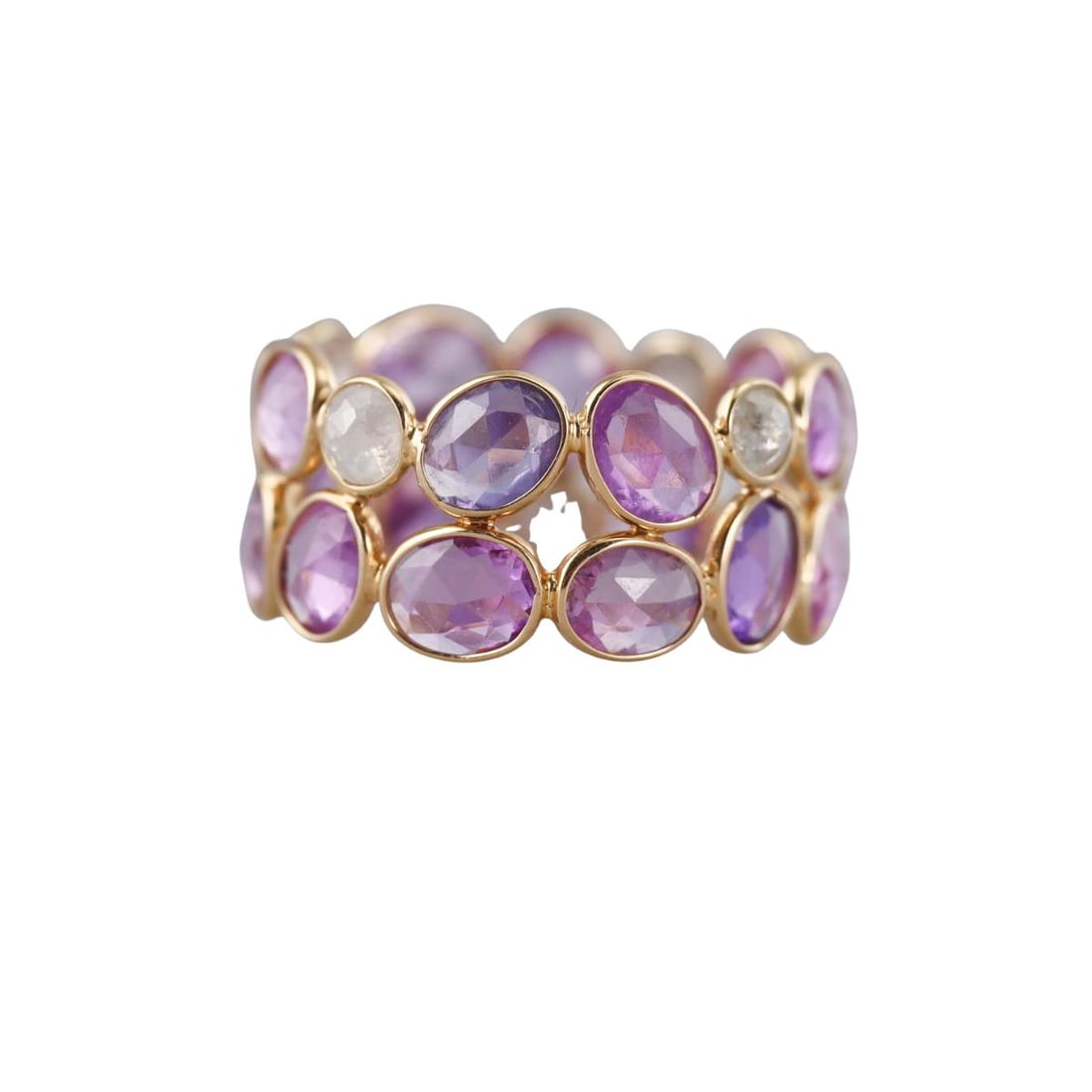 18k Gold No Heat Pink Sapphire Diamond Band ring (1 of 3)