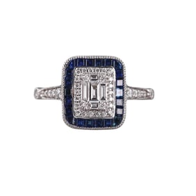 14k Gold Diamond Sapphire Ring