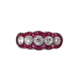 Platinum Diamond Ruby Ring