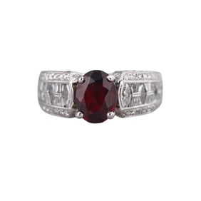 2.17ct Garnet Diamond 14k Gold Ring