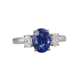 GIA 2.78ct Natural Sapphire Diamond Platinum Ring