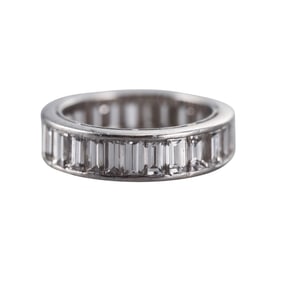 Harry Winston Emerald Cut Diamond Platinum Eternity Wedding Band Ring