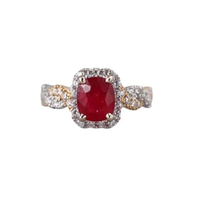 Hakman 18k  Gold Diamond 1.77ct Ruby Engagement Ring