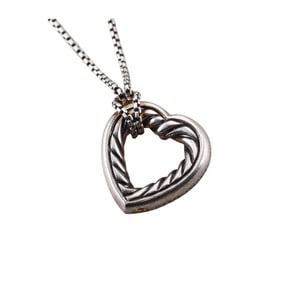 David Yurman Sterling Silver Open Heart Pendant Necklace