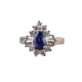14k Gold Diamond 1.60ct Sapphire Engagement Ring