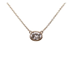 0.83ct H I2 Oval Cut Diamond 14k Gold Necklace