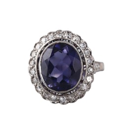 Platinum 5.42ct Tanzanite Diamond Ring
