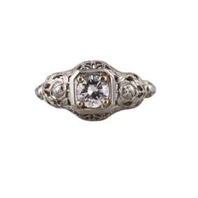 Art Deco 18k Gold Diamond Engagement Ring