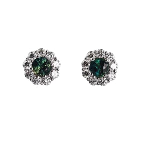 14k Gold Diamond Sapphire Stud Earrings