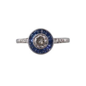 Platinum Diamond Sapphire Engagement Ring