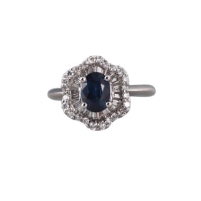 Hakman 18k Gold Diamond Sapphire Cluster Ring
