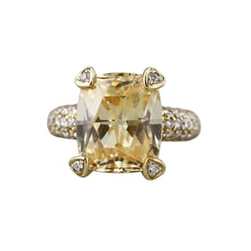 Judith Ripka Lola Canary Yellow Crystal Diamond Gold Ring