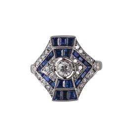 Platinum Diamond Sapphire Ring