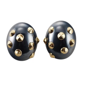 Angela Cummings Hematite 18k Gold Spike Earrings