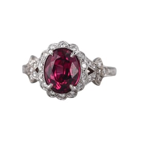 14k Gold Diamond Rhodolite Ring