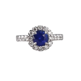 1.40ct Sapphire Diamond 18k Gold Ring