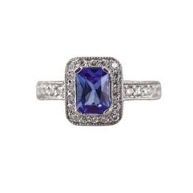 1.00ct Tanzanite Diamond 14k Gold Ring