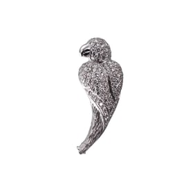18k Gold Diamond Parrot Bird Brooch Pin