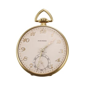 Antique Movado 18k Gold Enamel Pocket Watch