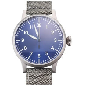 Laco 21 Manual Wind Blue Dial Pilot Stainless Steel Watch