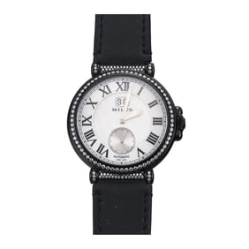 Milus Zetios Diamond Black Steel MOP Automatic Watch ZET-SP01
