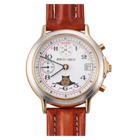 Bueche Girod Vintage Gold Plated Moonphase Valjoux 7768 Watch